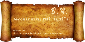 Bercsinszky Mátyás névjegykártya